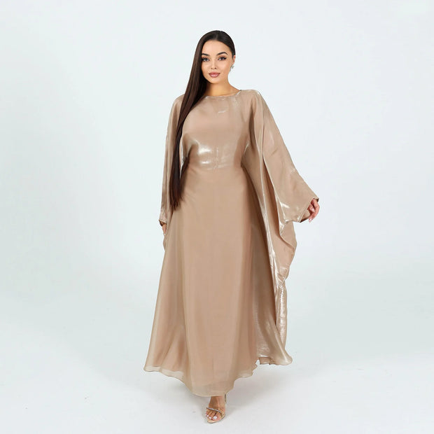 Dubai Ramadan Shiny Satin Abaya Muslim Batwing Sleeve Maxi Dress Kebaya Women Kaftan Arab Robe Islamic Musulmane Femme Vestidos