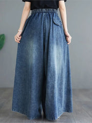 Oversized Jeans Spring Summer Long Wide Leg Pant Women Loose Pleated Fashion Split Ladies Trousers Elastic High Waist Woman Pant