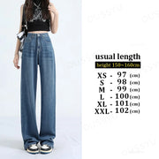 OUSSYU Summer Soft Lyocell Fabric Woman Jeans Thin Loose Straight High Waisted Pant Fashion Comfort Retro Blue Casual Trousers