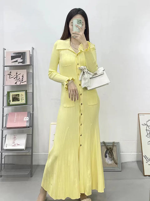 Elegant V Neck Denim Patchwork Knitted Long Dress Women Fashion Short Sleeve Buttons Dresses 2024 Chic Office Lady Pockets Robes