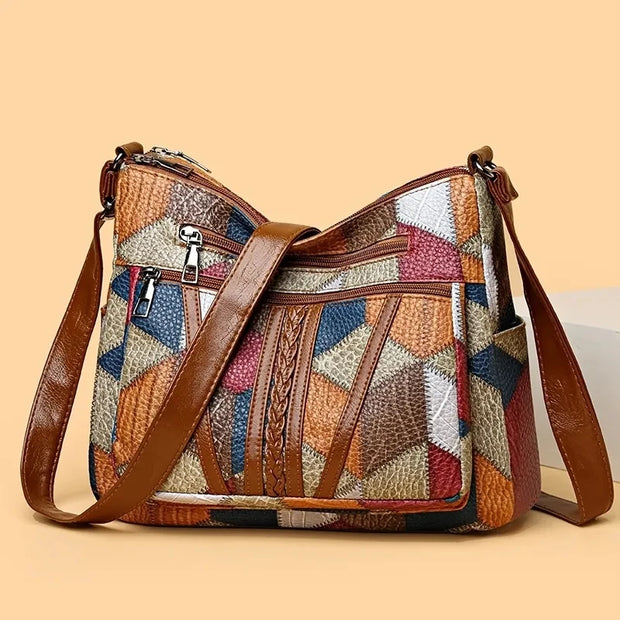 Women's Elegant Vintage Crossbody Bag Trendy HandBag Fashion Multi-pockets Shoulder Bag All-match Retro Crossbody Bag for Daily