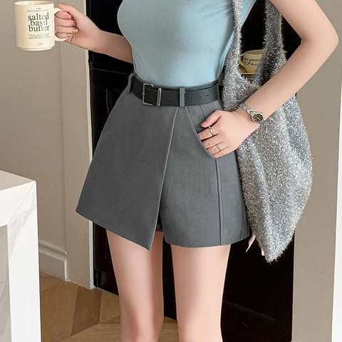 New Women Casual Suit Shorts 2025 Spring Summer Fashion High Waist A-line Shorts Skirts Korean Style Ladies Casual Culottes