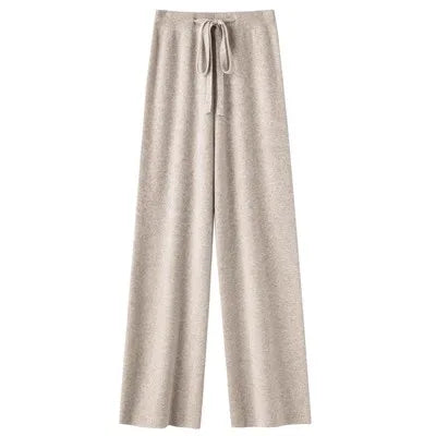 Temperament Cashmere Cloud Pants High Waist Drape Wide Leg Pants Women's White Casual Versatile Knitted Floor-mopping Trousers