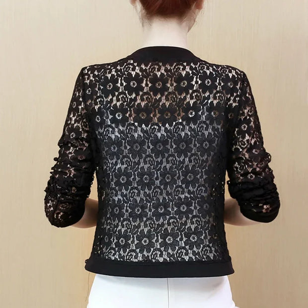 Womens Jackets And Coats Long Sleeve Beading Hollow Lace Women Jacket Chaquetas Mujer 2024 Casaco Feminino Jacket Women B239