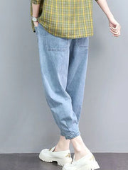 Korean Fashion Baggy Harem Jeans Women Casual Elastic High Waist Ankle Length Denim Pants Vintage Loose Oversize 90kg Vaqueros