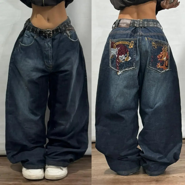 New Harajuku Pants Trend Y2k Hip Hop Retro Simple Fashion Street Fashion Casual Loose Jeans 2024 Youth Straight Wide-leg Pants