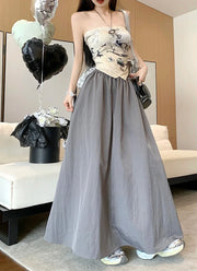 Chic Women Pockets A-Line Long Skirts Ladies Casual Loose Elastic High Waist Midi Skirt 2024 Spring Summer