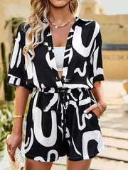 New In Matching Sets Women Summer Outfits For Women 2025 Casual Beach Holiday Loose Shirt Short Sets Bohemian Two Piece Set For