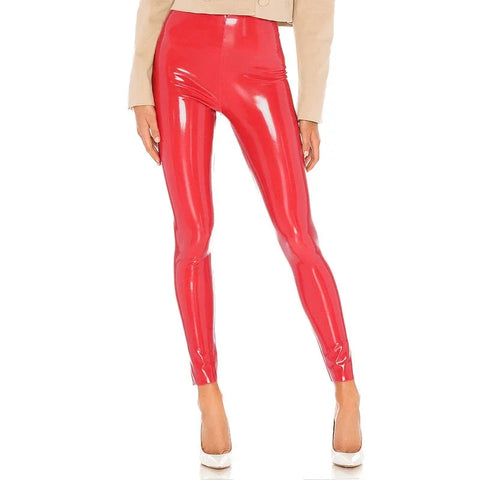 Women Shiny PU Leather White PVC Pants Slim 4XL Sexy Leggings Latex Stretchy High Waist Bodycon Pants Summer Skinny Trousers