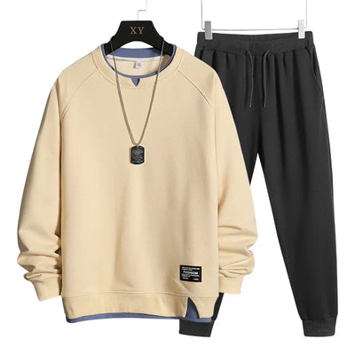 2023 Spring and Autumn Sports Casual Loose Large Sweater Set Autumn and Winter Men's Handsome Two Piece Set