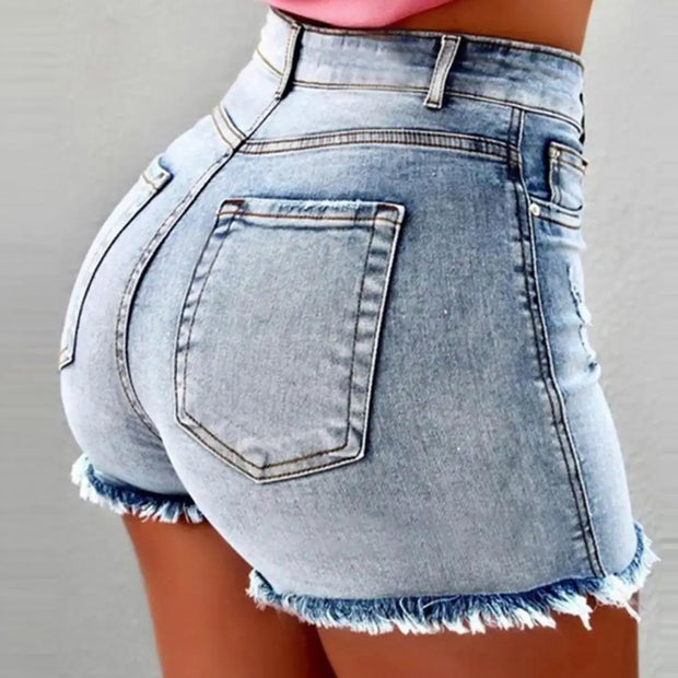 Summer Women Slim Shorts Trousers Fashion Ladies Jeans Broken Denim Shorts Ripped Jeans High Waisted Hotpant Slim Fit