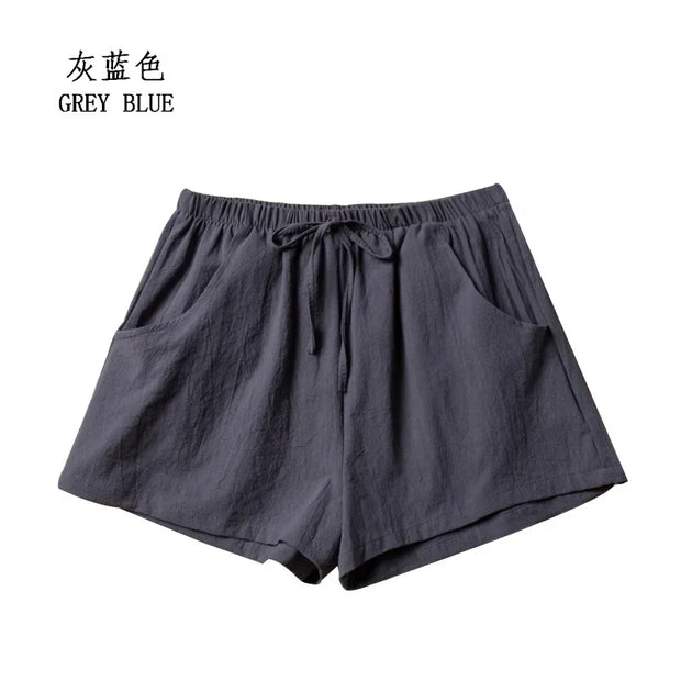 Cotton Linen Shorts Women's Sports Shorts Summer Solid High Waist Black Shorts Women Fashion Plus Size Casual Basic Short Pants