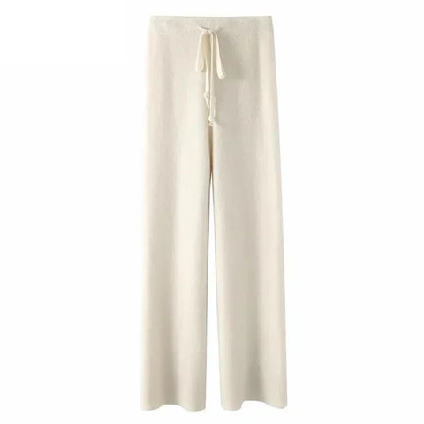 Autumn and Winter New High-waisted Loose Wool Knitted Wide-leg Trousers for Women To Wear Straight Leg Wide-leg Moped Trousers