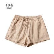 Cotton Linen Shorts Women's Sports Shorts Summer Solid High Waist Black Shorts Women Fashion Plus Size Casual Basic Short Pants