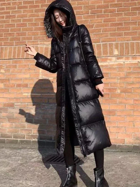 Winter Black Women Hooded Parkas X-long Jackets Casual Thick Warm Windproof Coat Female Outwear Streetwear Oversize 4XL