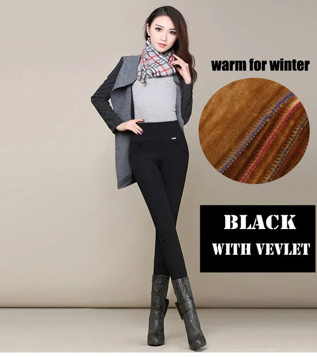 6XL Leggings Autumn Winter Velvet Leggings for Women High Waist Skinny Legging Long Pants woman Warm Winter Leggings