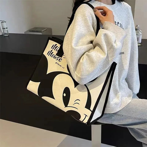 Disney's New Cartoon Mickey Casual Versatile Women's Large-capacity Canvas Bag Fashionable Work Commuter Handbag