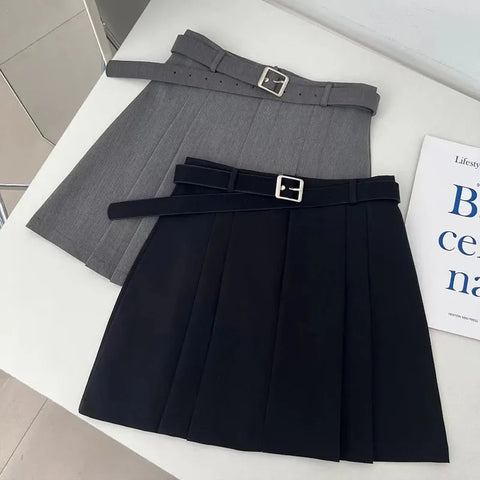 Lucyever Preppy Style A-Line Skirt for Women Summer New High Waist Black Gray Pleated Skirts Female Casual Student Mini Skirts