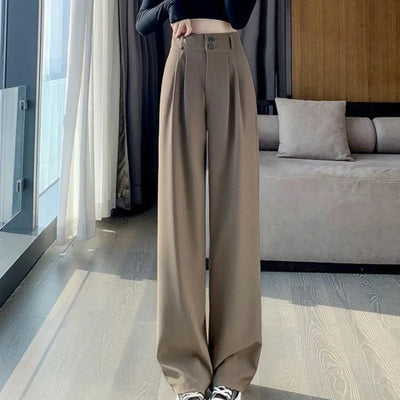 Elegant Wide Leg Pants Women Korean Style High Waist Black Baggy Pants Office Ladies Fashion Loose Suit Trousers Streetwear 2024