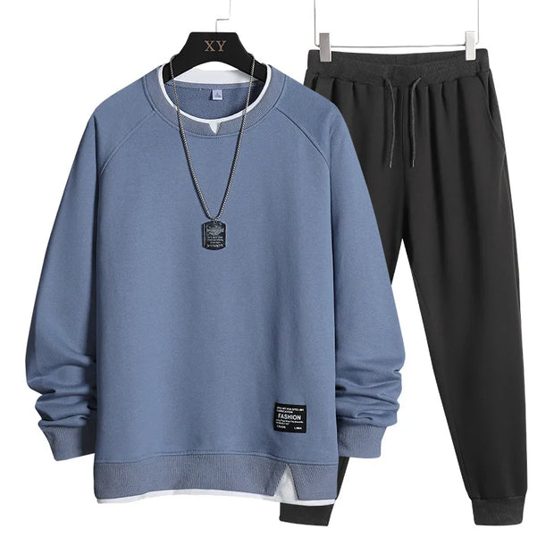 2023 Spring and Autumn Sports Casual Loose Large Sweater Set Autumn and Winter Men's Handsome Two Piece Set