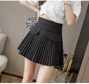 Summer White Pleated Skirts Sexy Casual Slim College Women High Waist Mini Metal Letter D Ontwerp A-lijn Korean Fashion Style