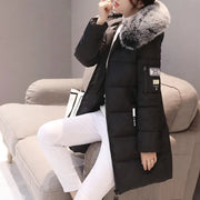 Hooded Cotton Coat Windproof Hooded Winter Cotton Coat with Zipper Pockets for Women Thickened Warm Mid Length Down Coat