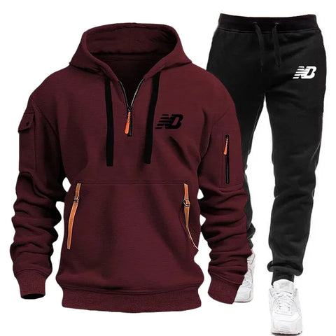 2024 Men Tracksuit Hoodie Set, Men's Brand Sweater, Warm Sportswear, Sports Iuxury, High quality Print, Autumn/Winter, 2 pieces