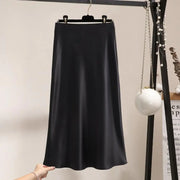 Elegant Women's Skirts High Waist Silk Satin A-line Skirt Lady Fashion Solid Color Purple Long Skirts for Women Fashion 2024