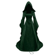 2024 women's medieval retro style wedding dress 8-color hooded waist dress cosplay