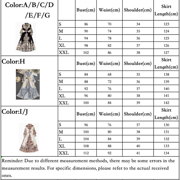 Vestidos Women Palace Retro Printing Dress Autumn And Winter Long Sleeve Elegant Single Breasted A-Line Shirts Dresses Robe