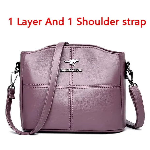 Casual Women Handbag Soft Leather Shoulder Crossbody Bags for Women 2024 New Fashion Print Ladies Messenger Tote Bag Sac A Main