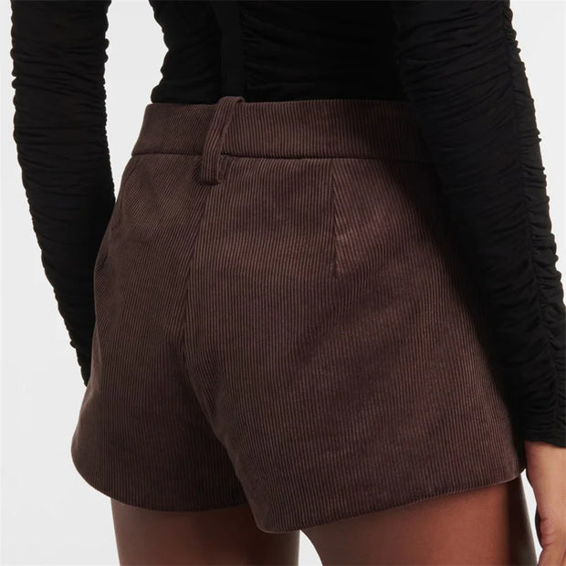 women shorts New in high waisted slim fit Corduroy mini pants for spring 2025 Fashion leather patchwork women's pants shorts y2k