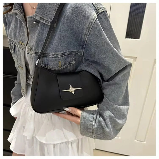 2024 Classic Y2K Small Purse Luxury Brand Female Handbags Vintage PU Leather Shoulder Bags for Women Daily Ladies Underarm Bag