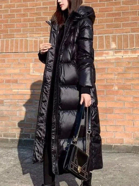 Winter Black Women Hooded Parkas X-long Jackets Casual Thick Warm Windproof Coat Female Outwear Streetwear Oversize 4XL