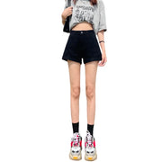 New Summer Women High Waist Button Wigh Leg Jeans Shorts Casual Female Loose Blue Denim Shorts Black White