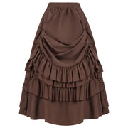 Brown Ruffled High Waisted Long Victorian Skirt Steampunk Skirts Womens Party Wear Gothic Vintage Clothes Medieval Costume Sexy