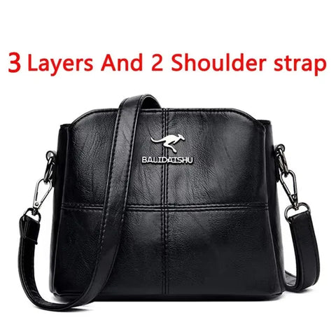 Casual Women Handbag Soft Leather Shoulder Crossbody Bags for Women 2024 New Fashion Print Ladies Messenger Tote Bag Sac A Main