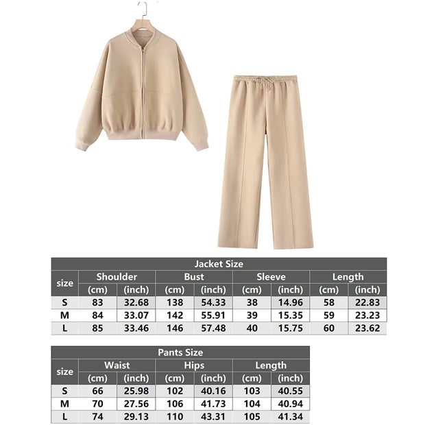 Tracksuits Set Woman 2024 Winter Cotton Solid Women's Suits Wide Baggy Pants Sportswear Women Sweater 2 Piece Set Women Outfits