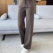 2024 High-end Cashmere Temperament Wide-leg Pants Women's High Waist 100 Pure Wool Pants Loose Casual Straight Outer Trousers