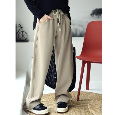 MICOCO K8063C Artistic temperament simple with thick loose high-waisted lean banana sweatpants