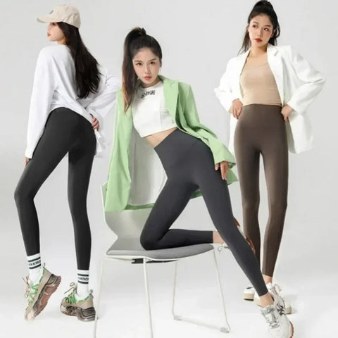 Autumn Winter High Waist Shark Leggings Women's Seamless Fleece Warm Leggings Slim Thin Casual Sports Fitness Leggings