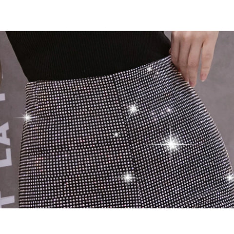 2023 New European Rhinestone Shorts Chic Sexy Shiny Full Diamonds Women Stretch High Waist Glittering Bling Drilling Hot 35153