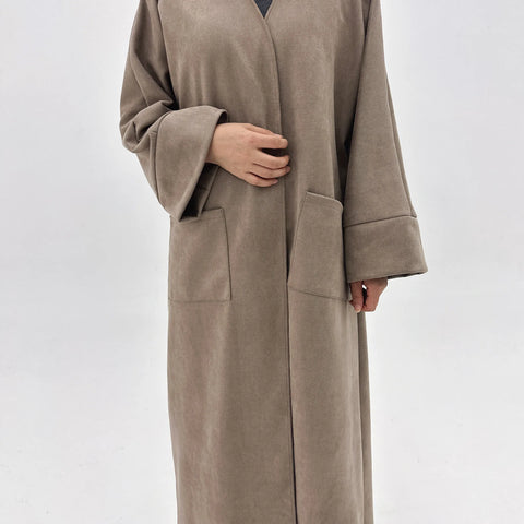 Autumn Winter Suede Kimono Open Abayas for Women Muslim Dress Dubai Kaftan Turkey Long Coat Islam Clothing Kebaya Arabic Caftan