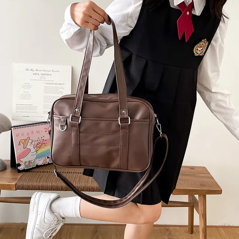 Japanese Style JK Bag Women High School Student Uniform Bag PU Leather Shoulder Bag Women Simple Handbags Crossbody Bags Itabag