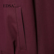 EDSA Women Vintage Loose Zipper Jacket Lapel Burgundy Color Jacket New 2024 Autumn Fashion Versatile Street Outwear Jacket