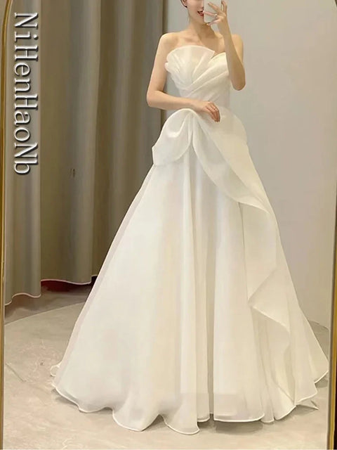 Robe De Mariee New Wedding Dresses Strapless Fashion Cheap Bride Dress Vestidos De Novia