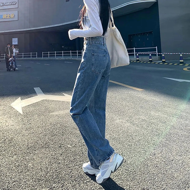 High Waist Jeans Women 2024 Spring Autumn New Fashion Loose Cover Sag Wide Leg Pants Female Large Size Thin Ninth Pants