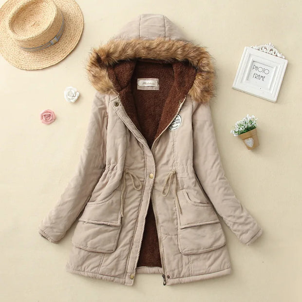 2024 New Autumn Winter Women Cotton Jacket Padded Casual Slim Coat Emboridery Hooded Parkas Wadded Warm Overcoat