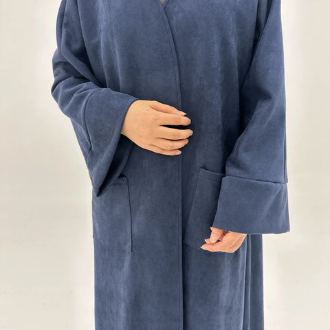 Autumn Winter Suede Kimono Open Abayas for Women Muslim Dress Dubai Kaftan Turkey Long Coat Islam Clothing Kebaya Arabic Caftan