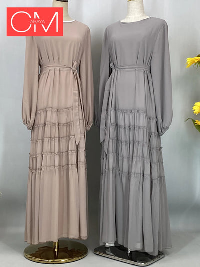 Ramadan Chiffon Kaftan Abaya Dubai Luxury Muslim Women Dress Kebaya Caftan Marocain Femme Modest Robe Islam Clothing Vestido